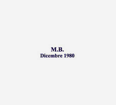 MAURIZIO BIANCHI / M.B. : Dicembre 1980