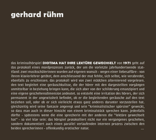 GERHARD RUHM : Diotima Hat Ihre Lekture Gewechselt