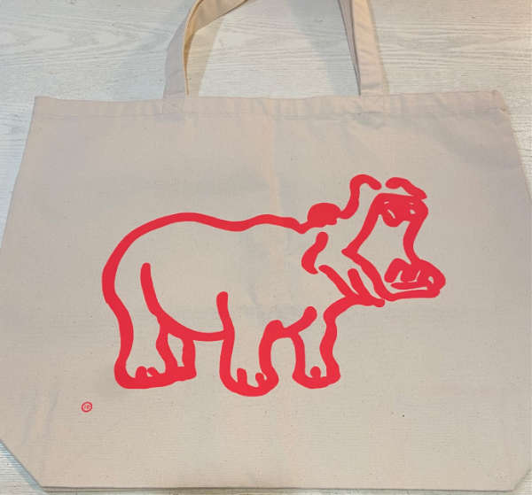 19 / JUKE : トートバッグ（白地蛍光赤)